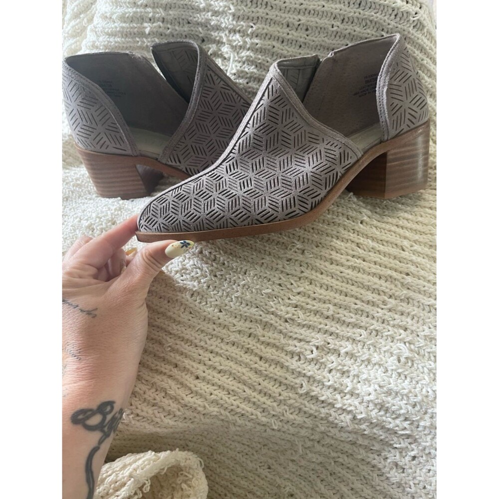 1. State Taupe Geometric Cutout Low Block Heel Slip-On